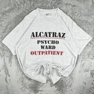 Vintage 90’s Alcatraz Psycho Ward Outpatient Light Grey Graphic T-shirt Size XL
